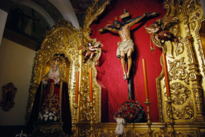 Imagen de Madre de Dios de la Palma y el Santísimo Cristo de Burgos.