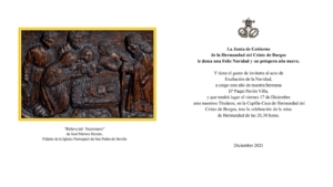 Christmas de Navidad de 2021 de la hermandad del Cristo de Burgos.