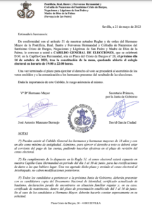 Convocatoria de elecciones en el Cristo de Burgos.